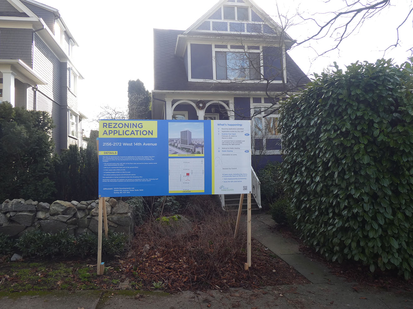 At 2175 West 7th Avenue (Kitsilano) a proposed rezoning and 20